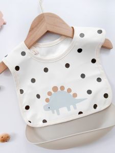 New Waterproof PU Detachable Silicone Baby Bibs Children No-Wash 3D Baby Bibs Toddler Anti-Spill Bibs Infant Feeding Smocks