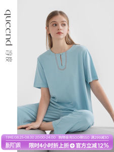 ChunDu Lyocell Cotton Nightgown Womens Summer New Short Sleeve Lightweight Home Clothes Set Thin Style Comfortable Sleepwear