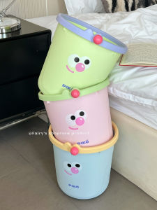 ถังขยะแบบไม่มีฝา ความจุขนาดใหญ่ น่ารัก สำหรับใช้ในสำนักงาน ครัว ห้องน้ำ ห้องนั่งเล่น ถังขยะกระดาษแบบกดวงกลม