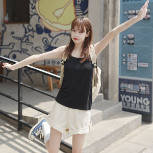 Yiye Style Minimalist Loose Black Primer Vest Womens Summer Elastic Thread Fancy Knitted Inner Match Sleeveless Top