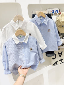 Áo Sơ Mi Trẻ Em Cotton Dài Tay Mùa Xuân Thu Thời Trang Trẻ Em Thường Ngày Màu Trơn Quần Áo Trẻ Em Chất Liệu Cotton Pha Trộn
