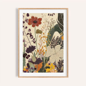 2026 Japanese Inspired Poster Botanical Wall Dec Art with Abstract Garden Motif in Warm Earthy Tones Modern Nature-Inspired Pri