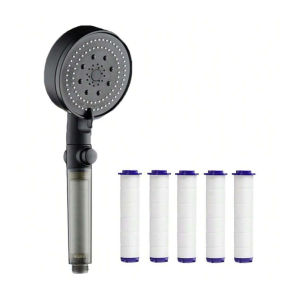 5 Spray Modes Shower Head Adjustable Spray Showerhead with Filter Black High Pressure Water Outlet Bathroom Accessories