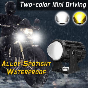M King⭐Alloy 20W Mini Driving Light Spot Light Headlight - White+Yellow Waterproof Universal Two-Color - What You See is What You Get
