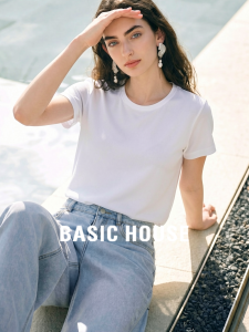 Basic House | White Round Neck Regular Fit T-shirt