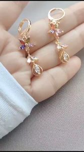Anting Wanita Mata Warna Warni Lapis Emas Terbaru