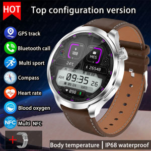 2026 New BOXUXING Outdoor Sports Smart Watch Men AMOLED Screen NFC GPS Compass Heart rate Waterproof Bluetooth Call SmartWatch