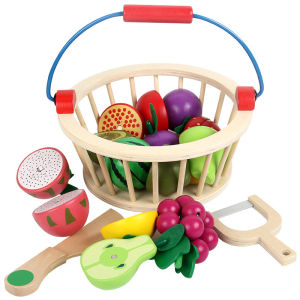 Magnetic Wooden Fruit and Vegetable Cutting Childrens Kitchen Play Toy