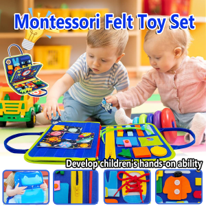 🔥Ready Stock🔥Baby Board Felt Book Busy Board Kids Early Education Montessori Toys Baby Cognitive Velcro Puzzle Toy Book DIY Felt Learning Board Early Education schoolbag Toy Set