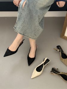Minimalist Pointed Toe High Heels Womens Shoes Summer Pleated Wrap Head Sandals for Skirts Evening Shoes Korean Style Fashionable