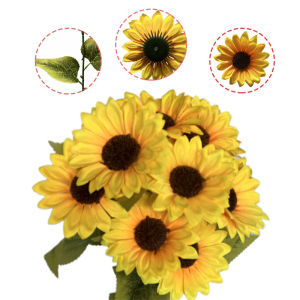 35cm Long 1Pcs Artificial Sunflower Flowers Long Stem Silk Fake Sunflowers  Home Decor Indoor Placement Mothers Day Teachers Day Gift Bouquet