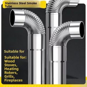 CHENGDU | Stainless Steel Chimney Pipe Thickened Smoke Exhaust Rural Home Use Return Air Furnace Heating Bending Fire Stove