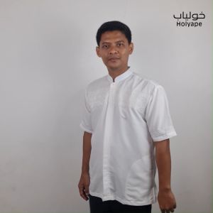 Holyape Baju Koko Muslim Medium Jumbo Lengan Pendek Polikatun Putih Tulang 05 Al-Abyad