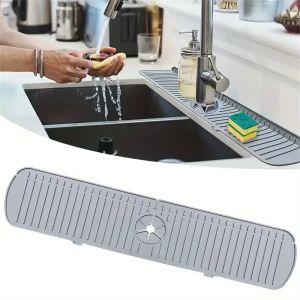 Silicone Drain Mat Kitchen Faucet Sink Splash Guard Sink Draining Pad Behind FaucetFor Kitchen & Bathroom Countertop Protect