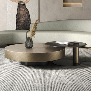 Accessible Luxury Stainless Steel Size round Tea Table Combination Designer Minimalist Small Apartment For Home Living Room Bronze Coffee Table