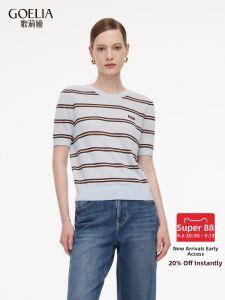 Gloria | Round Neck Stripe Pullover Sweater