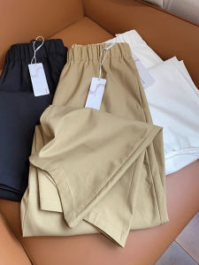 2024 Thin Plus Size Womens Curved Casual Pea Harem Pants Plus Size Ladies Slim Looking Drape Quick-Drying Cropped Grandmas Pants