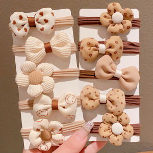 Childrens Hair Ties Fabric Art Flower Girls Hair Bands Non-Damaging Elastic Hair Bands Baby Ponytail Holder Hair Accessories