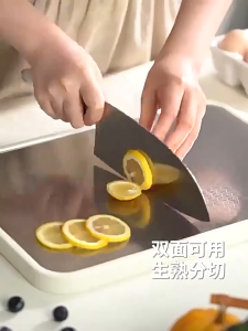 No More Bacteria or Odors! 304 Stainless Steel Double-Sided Antibacterial Cutting Board Cartoon Non-Slip Design Separate Cutting for Raw and Cooked Foods Safe for Babies and Pregnant Women