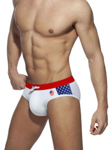 Mens Speed Dry Swimming Trunks Comfortable Tight Fit Beach Flag Mark Professional Sportswear Quick Drying Nylon Lycra Swimsuit