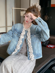 Retro Denim Blue Womens Jacket Casual Style Short Coat Versatile Autumn New Arrival Fashionable Small Size Friendly