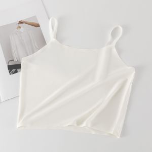 Áo Ba Lỗ Lót Lụa Băng Ice Silk Cho Nữ Áo Ba Lỗ Ngắn Che Ngực Áo Ngực Trong Suốt Màu Đen Và Trắng Cỡ Lớn Áo Lót Mùa Hè