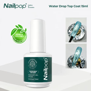 NAILPOP | Nailpop Water Drop Top Coat HEMA/TPO Free No Wipe Self Leveling 8 Second Cure Long Wear 15ml Perfect 3D Effect Quality Salon