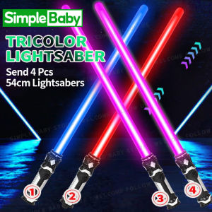 Light Saber Set 4 pcs 3-Color Light Flash Sticks Luminous Sound Effect Toy Boy Birthday Gift 3 4 5