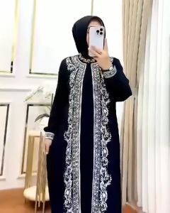 New Sarah Dress Bordir Bahan Ceruty Babydoll Ful Furing Jumbo 3XL 4XL Mewah 2025 Gamis Lebaran Wanita Dewasa Modern Longdress Remaja Kekinian Viral