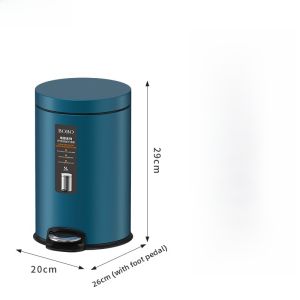 Bobo Luxury Stainless Steel Trash Can Foot Pedal Cover for Kitchen Living Room Bathroom Home High End Simple Design Waste Bin