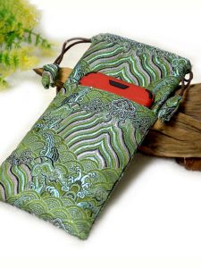 Thickened Flocking Silk Cloth Phone Bag Vertical Style Smartphones Wallet Portable Universal Fabric Pouch for Jewelry Storage