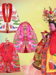 Red Double Layer Gold Thread Embroidery Buddha Robe Shoulder Shawl Bodhisattva Robe Divine Figure Cloak Ethnic Stage Costume