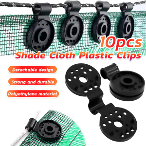 MaxPlus 10pcs Shade Cloth Plastic Clips Round Black Clips for Sun Shade Net/Anti Bird Netting Accessories