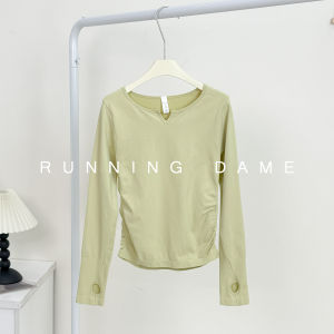 Womens Long Sleeve Yoga Clothes V-Neck Slim Fit Quick Dry Running Training Top Pilates Fitness Suit Soft Comfortable Breathable