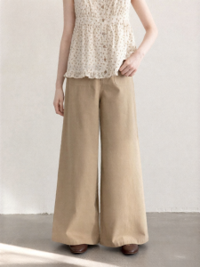 Cantonstory | Retro Beige High-Waisted Slimming Straight Leg Trousers