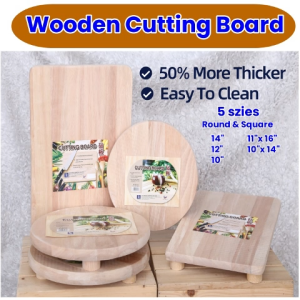 Papan Potong Kayu Empat Segi & Bulat/Wooden Cutting Board/Round & Square Chopping Board