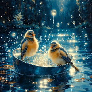 Huacan DIY Diamond Painting Little Birds On The Lake Surface Diamond Embroidery Animal Complete Kit Rhinestone Pictures