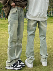 Anti-Wrinkle Straight Leg Light Wash Denim Jeans Fashionable Retro High Street Vibe Hip Hop Trendy Womens Premium Jeans