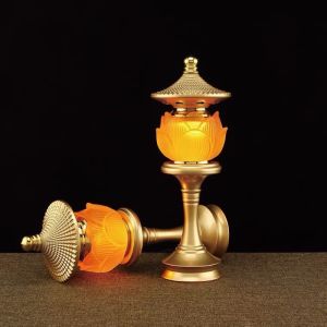 CẶP 2 CÂY ĐÈN LED HOA SEN LƯU LY ĐỎ CAM VÀNG