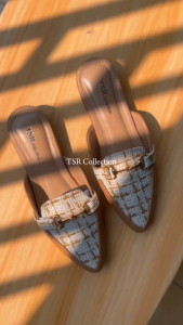 Sepatu Sandal Mules BC03 Cream Sandal Wanita Heels Hak 3cm Fashion Terbaru