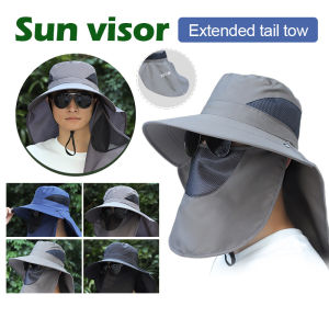 Outdoor Windproof Sun Hat Hiking Hat Full Face Cover Protection Waterproof Cap Fishing Camping Hats Topi Memancing 渔夫帽
