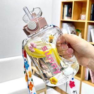 Summer Suction Straw Cartoon Childrens Plastic Cup