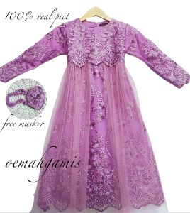 Gamis Aulia pesta anak/free masker