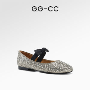 GGCC Summer Ballet Flat Shoes Womens Flats Mary Jane Shoes Low Heel round Toe Glitter Leather Casual Slip-On Single Shoes