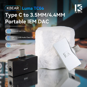 Kbear | KBEAR Luma TC06 DAC Earphone Amplifier USBC DAC to 3.5mm and 4.4mm 384kHz/32bit PEQ Tuning In-Line Control