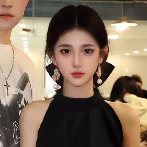 Elegant Black Large Bow Hair Clip Spring Travel Hair Card Headwear Back of Head Spring Clip Stylish Hair Accessories