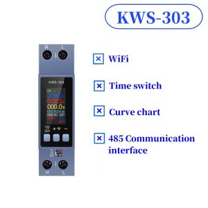 KWS-303 Tuya WiFi Power Meter TFT 8-in-1 Two-Phase AC Voltage Current Power 85-290V/40A Remote Control Smart Life APP AC 85~290V