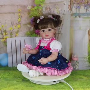 Realistic Reborn Toddler Doll-22 inch Doll Brown Rooted Hair / Brown Eyes/Sweet Face/Light Skin Tone Birthday Gift For Ages 3+