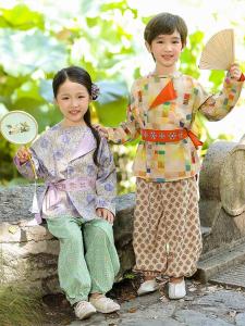 Preschool Uniform Tang Dynasty Style round Neck Hanfu National Learning Revival Style Childrens Costume Autumn Performance Clothes