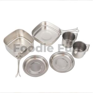 Camping Cookware Bowl 6pcs Set Stainless Steel Outdoor Cooking Set Mug Coffee Set for 3-4person Periuk Masak